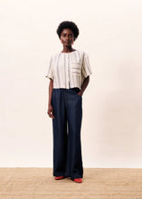 Load image into Gallery viewer, FRNCH Jacquard chequered stripe blouse Cream