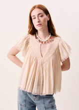 Load image into Gallery viewer, FRNCH Novaelle shirred and frey detail blouse Champagne