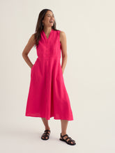 Load image into Gallery viewer, Seasalt Carved wood linen dress Bright Radish