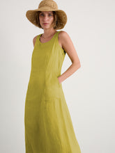 Load image into Gallery viewer, Seasalt Sleeveless grass wave linen dress Lime