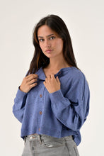 Load image into Gallery viewer, Orfeo Maelie speckled boxy knit cardigan Denim - CW CW