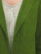 Load image into Gallery viewer, Nice Things Chambray longline jacket Grass Green
