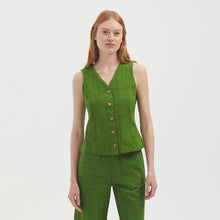 Load image into Gallery viewer, Nice Things Chambray waistcoat Grass Green
