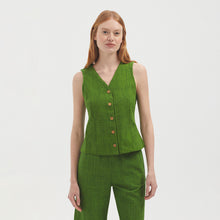 Load image into Gallery viewer, Nice Things Chambray waistcoat Grass Green