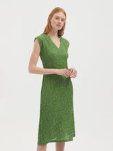 Load image into Gallery viewer, Nice Things Blanket flower print crinkle dress Grass Green
