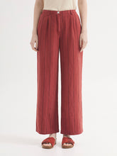 Load image into Gallery viewer, Nice Things Pin striped tencel linen blend trouser Rust - CW CW