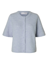 Load image into Gallery viewer, Selected Lulu short sleeved cardigan Cashmere Blue