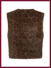Load image into Gallery viewer, Nooki Edelweiss faux fur gilet Chocolate Leopard