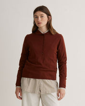Load image into Gallery viewer, Yerse Mary Peter pan collar merino half placket knit Oxide
