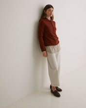 Load image into Gallery viewer, Yerse Mary Peter pan collar merino half placket knit Oxide