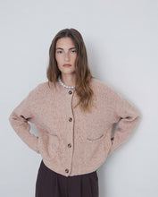 Load image into Gallery viewer, Yerse Nep yarn patch pocket textured cardigan Rosa
