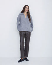 Load image into Gallery viewer, Yerse Polo neck textured yarn sweater Light Grey