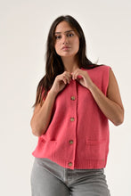 Load image into Gallery viewer, Orfeo Matt knit gilet with patch pocket Rose - CW CW
