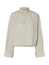 Load image into Gallery viewer, Selected Astha cropped boxy cotton shirt Pure cashmere Bright White Stripe