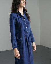Load image into Gallery viewer, Bibico Jack textured denim shirt dress Indigo