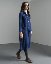 Load image into Gallery viewer, Bibico Jack textured denim shirt dress Indigo