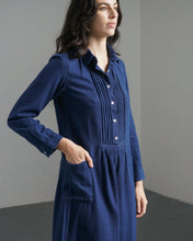 Load image into Gallery viewer, Bibico Jack textured denim shirt dress Indigo
