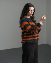 Load image into Gallery viewer, Bibico Force five mohair blend handknit jumper Navy Pumpkin