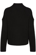 Load image into Gallery viewer, Part Two Angeline chunky rib cotton funnel neck jumper Black