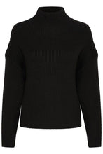 Load image into Gallery viewer, Part Two Angeline chunky rib cotton funnel neck jumper Black