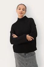 Load image into Gallery viewer, Part Two Angeline chunky rib cotton funnel neck jumper Black