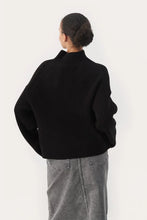 Load image into Gallery viewer, Part Two Angeline chunky rib cotton funnel neck jumper Black