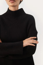Load image into Gallery viewer, Part Two Angeline chunky rib cotton funnel neck jumper Black