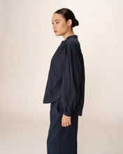 Load image into Gallery viewer, Grace & Mila Persia embroidery and tie detail blouse Marine