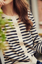Load image into Gallery viewer, Part Two Tanisha cardigan Whitecap Gray Stripe