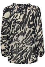 Load image into Gallery viewer, Part Two Elsia ruffle detail georgette blouse Dark Navy Brush