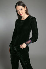 Load image into Gallery viewer, Nooki Erin velvet top with sequin cuff Black