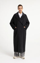Load image into Gallery viewer, YAYA Long wool blend oversized coat Hole Black Melange