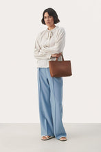 Load image into Gallery viewer, Part Two Epoke pussy bow blouse Faded Denim Stripe