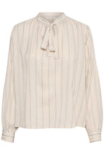 Load image into Gallery viewer, Part Two Epoke pussy bow blouse Faded Denim Stripe