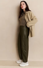 Load image into Gallery viewer, YAYA Faux leather trousers with seam detail Capers Brownish Green
