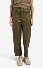Load image into Gallery viewer, YAYA Faux leather trousers with seam detail Capers Brownish Green