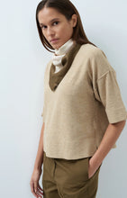 Load image into Gallery viewer, YA YA Fine knit oversized top with half sleeves Beige Melange