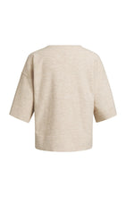 Load image into Gallery viewer, YA YA Fine knit oversized top with half sleeves Beige Melange
