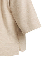 Load image into Gallery viewer, YA YA Fine knit oversized top with half sleeves Beige Melange