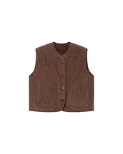 Load image into Gallery viewer, Grace & Mila Seth reversible corduroy waistcoat Chociolate