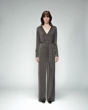 Load image into Gallery viewer, Grace & Mila Olivia lurex belted jumpsuit Silver