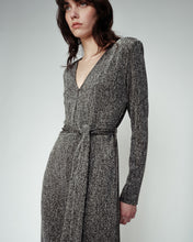 Load image into Gallery viewer, Grace & Mila Olivia lurex belted jumpsuit Silver