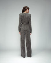 Load image into Gallery viewer, Grace & Mila Olivia lurex belted jumpsuit Silver