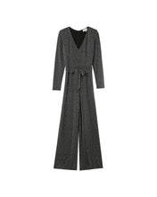 Load image into Gallery viewer, Grace & Mila Olivia lurex belted jumpsuit Silver