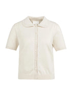Load image into Gallery viewer, YAYA Crochet edge detail s/s cardigan Beige Melange - CW CW