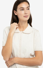 Load image into Gallery viewer, YAYA Crochet edge detail s/s cardigan Beige Melange - CW CW