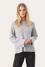 Load image into Gallery viewer, Part Two Charlene relaxed Wool Cashmere blend knit Light Grey Melange