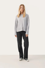 Load image into Gallery viewer, Part Two Charlene relaxed Wool Cashmere blend knit Light Grey Melange