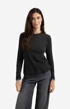 Load image into Gallery viewer, YAYA Suedine trim neckline trim top Anthracite Melange