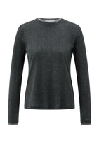 Load image into Gallery viewer, YAYA Suedine trim neckline trim top Anthracite Melange